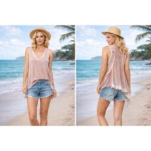 Anthropologie Lilka Blush Pink Tank Top Racerback, Size XS